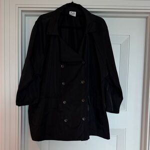 PLA Black Double-Breasted Trench Coat